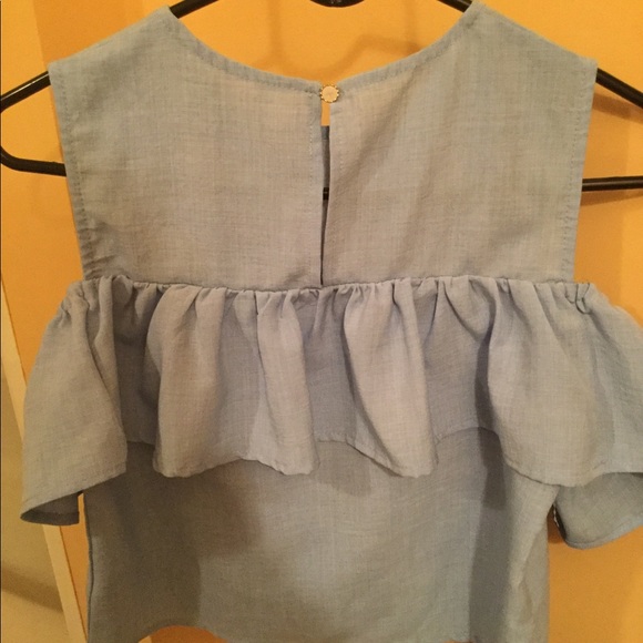 Blue Off Shoulder Ruffle - Picture 2 of 5